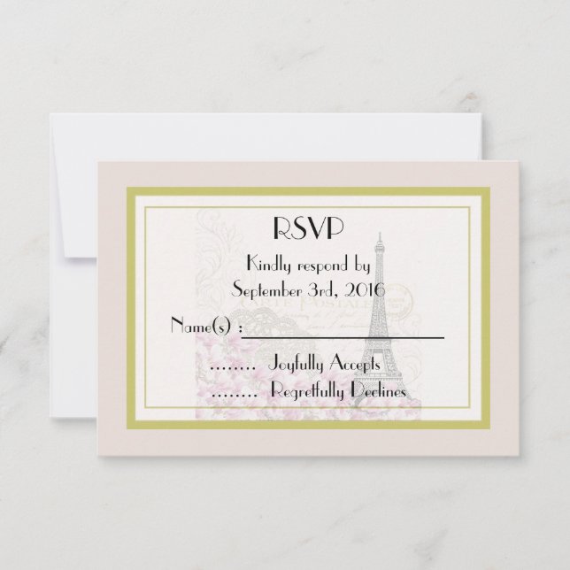 Vintage Eiffel Tower Wedding RSVP Card (Front)
