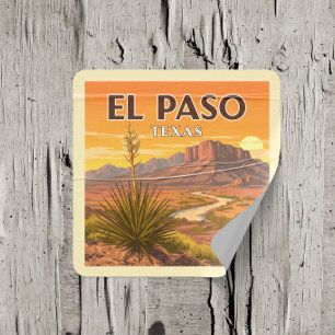 Vintage El Paso Texas Square Sticker