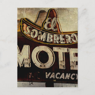 Vintage El Sombrero Motel Sign Postcard