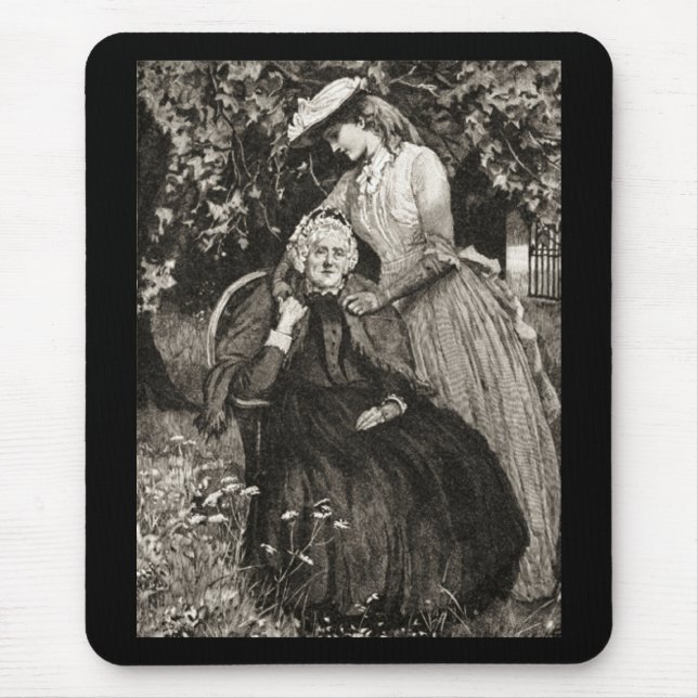 Vintage Elderly Mother and Daughter Mouse Pad (Front)