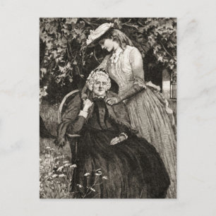Vintage Elderly Mother and Daughter Postcard