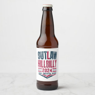 Vintage Elections Outlaw Hillbilly US Flag  Beer Bottle Label