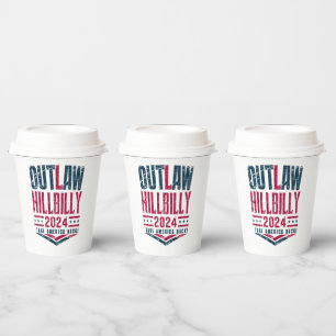 Vintage Elections Outlaw Hillbilly US Flag  Paper Cups