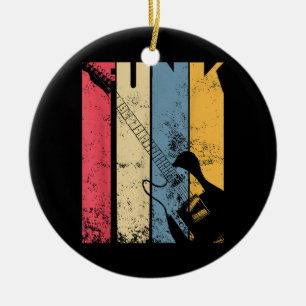Vintage Electric Guitar Funk Music lover gifts Ceramic Tree Decoration