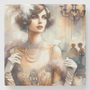 Vintage Elegance Art Deco Stone Coaster