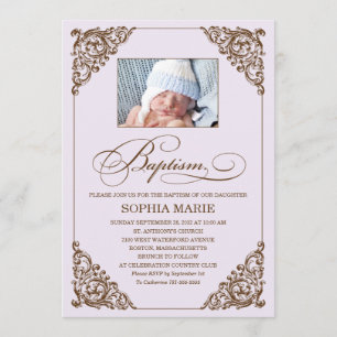 VINTAGE ELEGANCE BAPTISM INVITATION