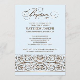 VINTAGE ELEGANCE BAPTISM INVITATION