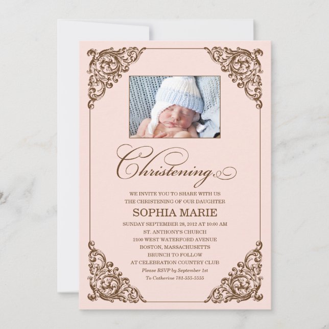 VINTAGE ELEGANCE  |  CHRISTENING INVITATION (Front)