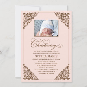 VINTAGE ELEGANCE     CHRISTENING INVITATION