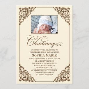 VINTAGE ELEGANCE     CHRISTENING INVITATION