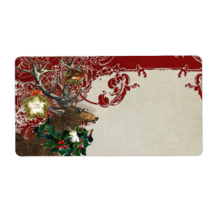 Vintage Elegance Christmas Deer Antlers Damask