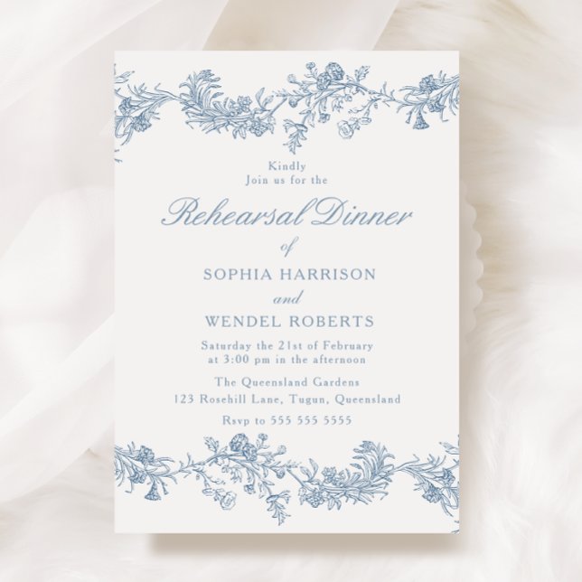 Vintage Elegance: Classic Floral Rehearsal Dinner Invitation (Creator Uploaded)