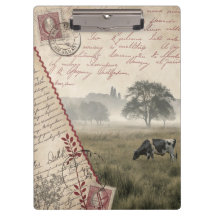 Vintage Elegance Cow Pasture Clipboard