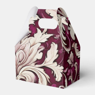 Vintage Elegance:Damask Burgundy and Cream Favour Box