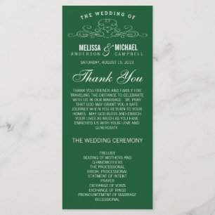 VINTAGE ELEGANCE EMERALD WEDDING PROGRAM PROGRAMME