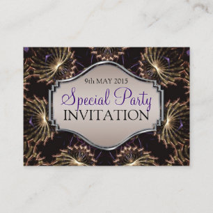 Vintage Elegance Fractal Art Mini Invitations