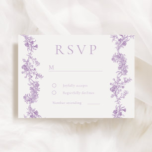 Vintage Elegance: Lavender Purple Floral Wedding RSVP Card