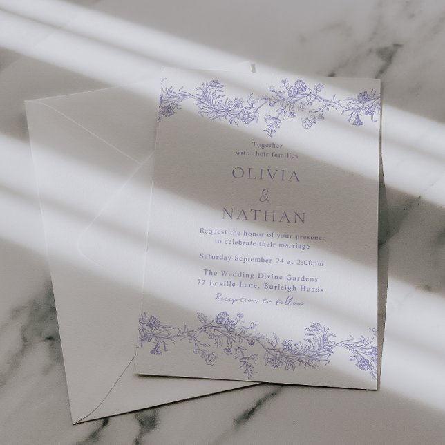 Vintage Elegance: Lilac Floral Wedding Invitation (Creator Uploaded)