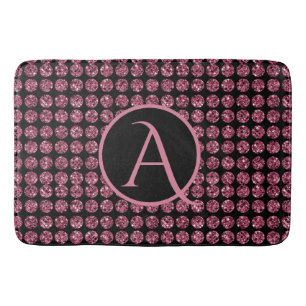 Vintage Elegance Pink Diamond Gem Pattern Monogram Bath Mat