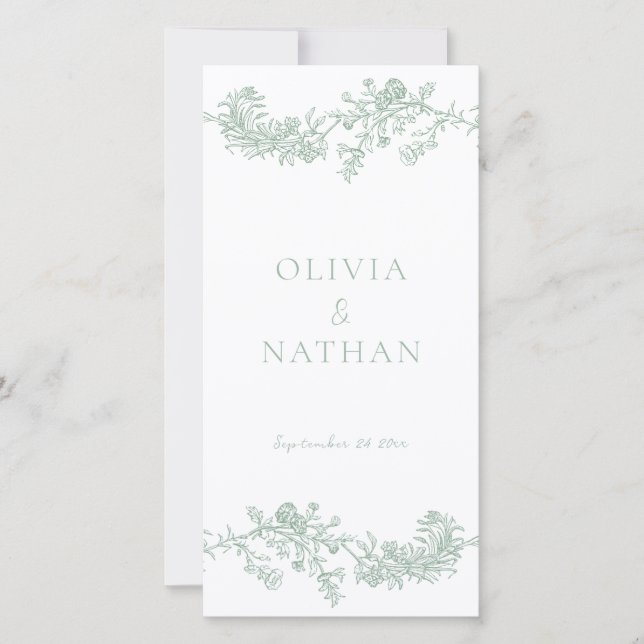 Vintage Elegance Sage Green Wedding Program (Front)