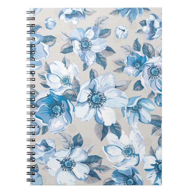 Vintage elegance seamless pattern with blossoming  notebook (Front)