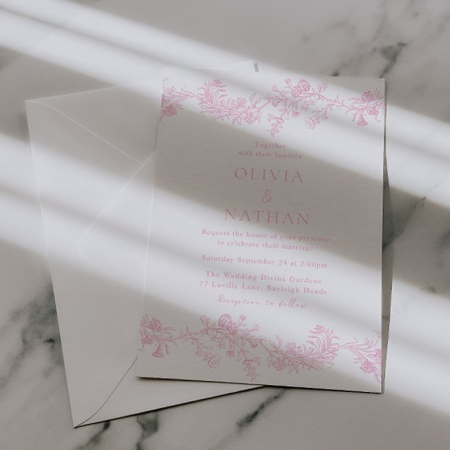 Vintage Elegance: Soft Pink Floral Wedding Invitation (Creator Uploaded)