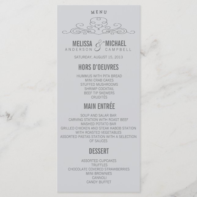 VINTAGE ELEGANCE | WEDDING MENU (Front)