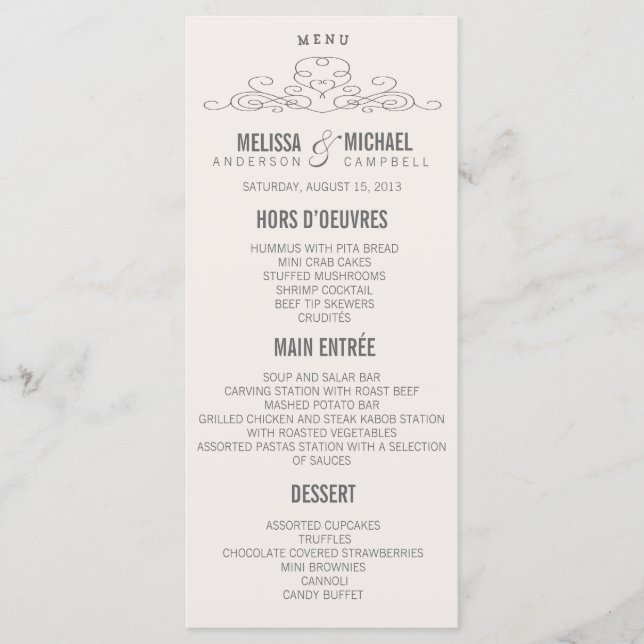 VINTAGE ELEGANCE | WEDDING MENU (Front)