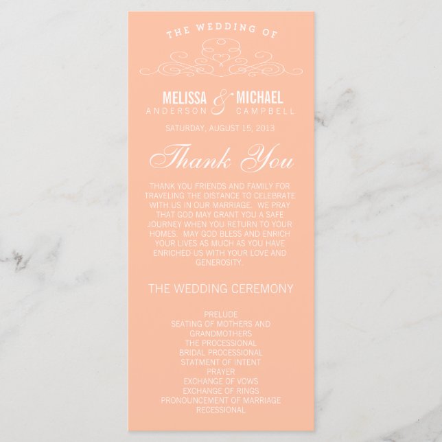 VINTAGE ELEGANCE | WEDDING PROGRAM PROGRAMME (Front)