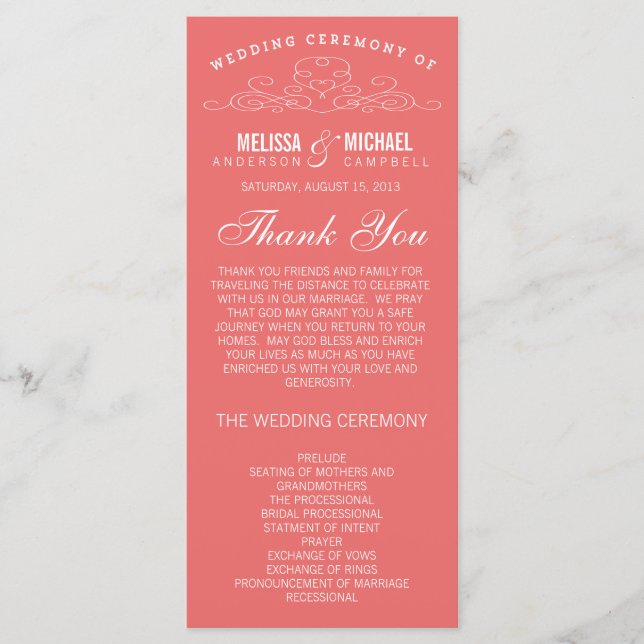 VINTAGE ELEGANCE | WEDDING PROGRAM PROGRAMME (Front)