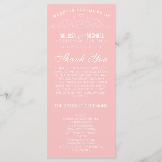 VINTAGE ELEGANCE | WEDDING PROGRAM PROGRAMME (Front)