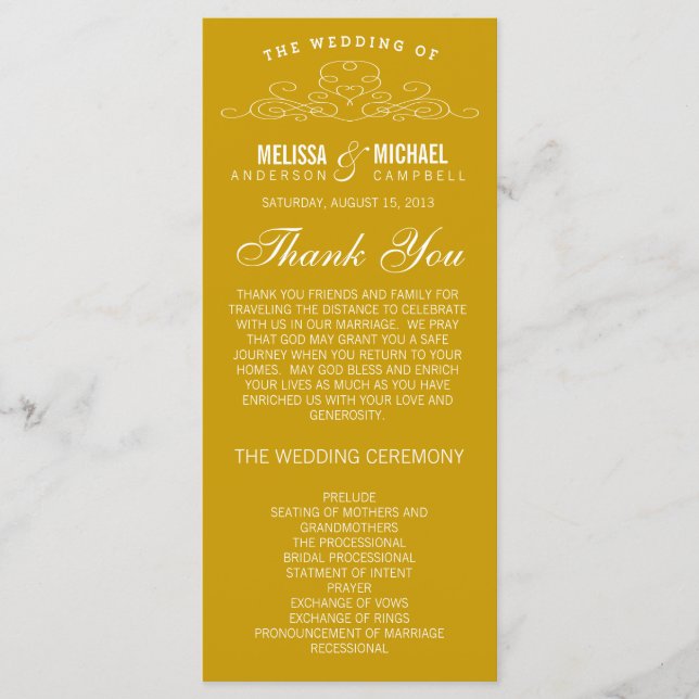 VINTAGE ELEGANCE | WEDDING PROGRAM PROGRAMME (Front)