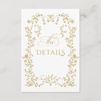 Vintage Eleganse Golden Flowers Photo Wedding Enclosure Card