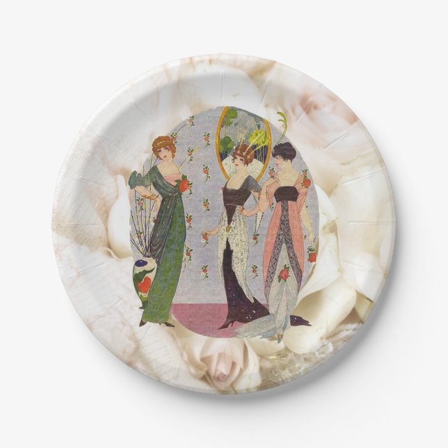 Vintage elegant 1920’s ladies fashion paper plate (Front)
