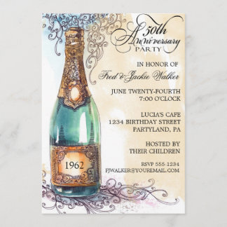 Vintage Elegant 50th Anniversary Party Invitations