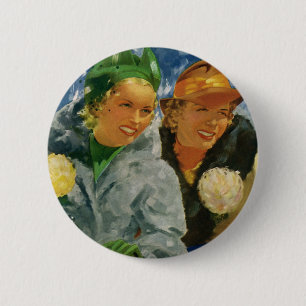 Vintage Elegant and Stylish Women, Best Friends! 6 Cm Round Badge