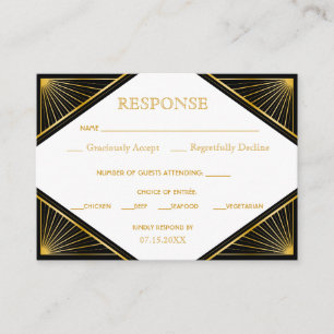 Vintage Elegant Art Deco Black Gold Wedding Enclo Enclosure Card