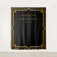 Vintage Elegant Art Deco Black Gold Wedding Tapest