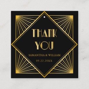 Vintage Elegant Art Deco Gold Wedding Favour Tag