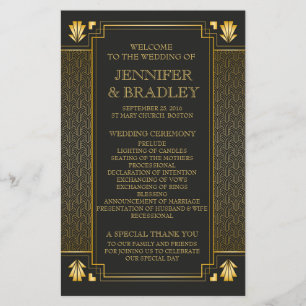 Vintage Elegant Art Deco Gold Wedding Program