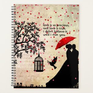 Vintage Elegant Beige & Black Poetry Valentines Planner