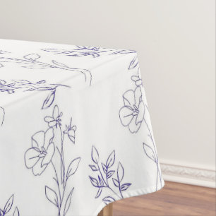Vintage Elegant Blue Floral Pattern Spring Tablecloth