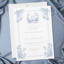 Vintage Elegant Blue Swan Crest Garden Wedding
