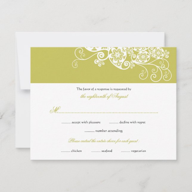 Vintage Elegant Boho Floral Paisley Wedding RSVP (Front)