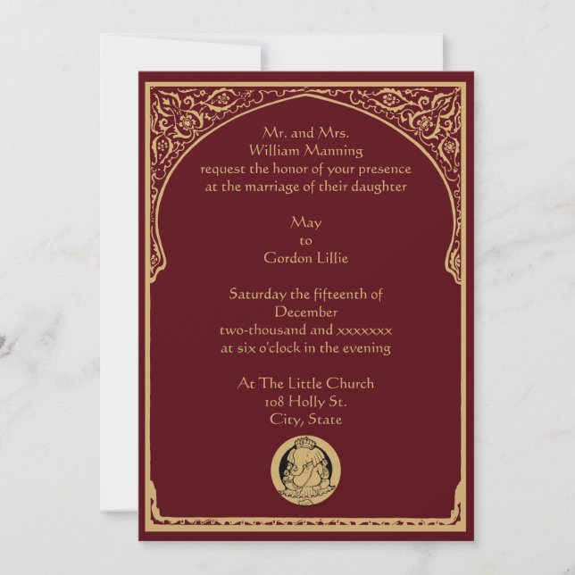 Vintage Elegant Border & Ganesh Indian Wedding Invitation (Front)