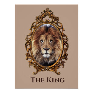 Vintage Elegant Brown Lion King Retro Dads Poster