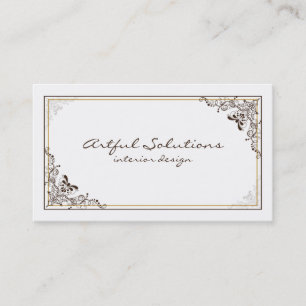 Vintage Elegant Brown Tan Scrolls Business Card