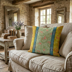 Vintage Elegant Chartreuse Floral  Cushion