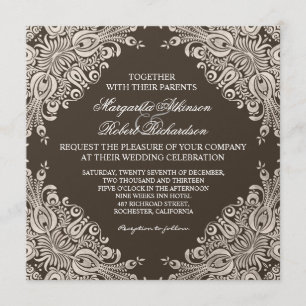 vintage elegant chic damask wedding invitations