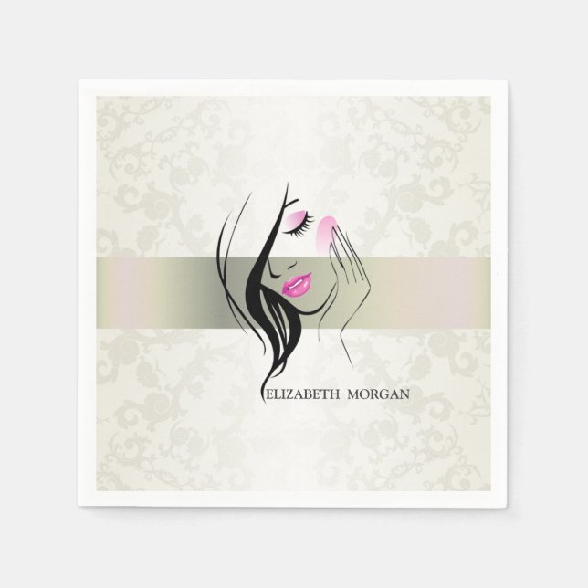 Vintage Elegant,Chic,Lace,Girl Silhouette Napkin (Front)